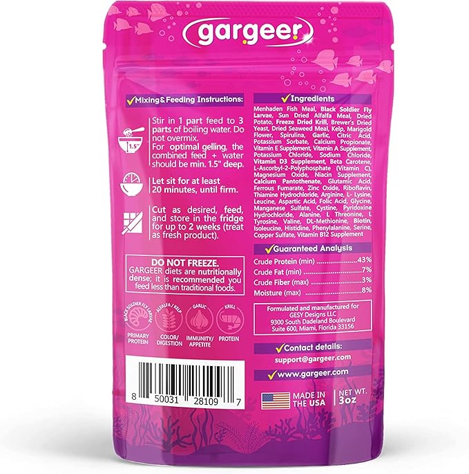 3oz Tropical Omnivore Fish Food for Advanced Breeders. Complete Fresh Water Fish Gel Diet for Juveniles & Adults. Made in The USA Using Premium Ingredients, Nutrition Gourmet Formula. Enjoy !