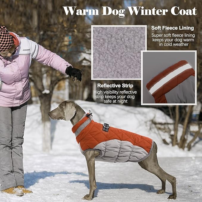 Lelepet Dog Coat Warm Dog Winter Coat Waterproof Dogs Jacket with Harness Built in Reflective Pet Fleece Vest Zip-Up Cold Weather Coats for Small Dogs Turtleneck & Windproof Coats Yorkie Brown S