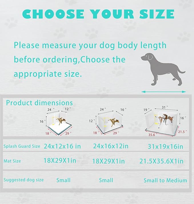 Dog Litter Box with High Walls,Indoor Dog Potty for Small and Medium Dogs,No Spill Pee Pad Holder Tray for Dogs Work with Most Training Pads and Easy to Clean.