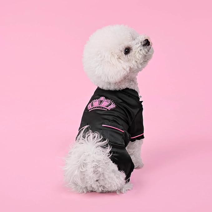 Juicy Couture Silky Satin Pajamas for Dogs and Cats - Black - Medium/Large Pet PJs