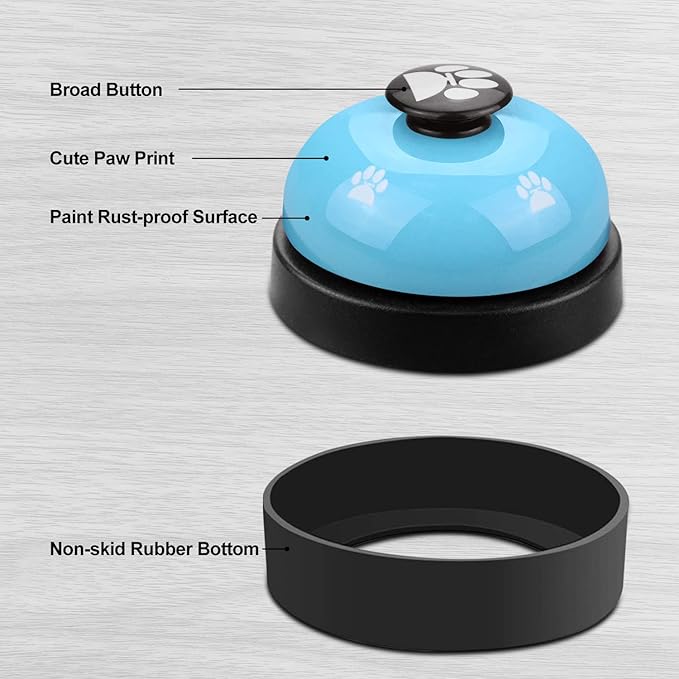 Comsmart Dog Potty Training Bells, 2 Metal Dog Paw Print Pet Bells with Non-Skid Rubber Base for Dog Cat Puppy Kitten Potty Training Interactive Game Toys, Service Bells for Hotel Bar Shop Restaurant