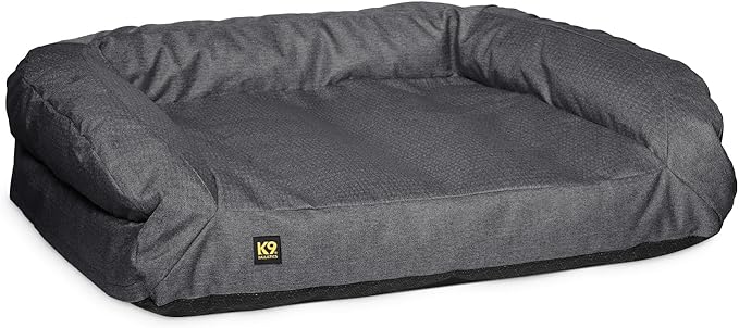 K9 Ballistics Tough Bolster Nesting Pillow Sofa Dog Bed with Removable Washable Cover - Durable, Water Resistant with Nonskid Bottom - Medium, Titanium Premium Finish
