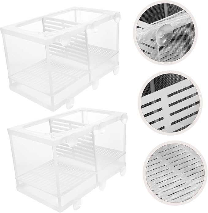 Happyyami 2pcs Aquarium Fish Breeding Box with Suction Cups Multifunctional Isolation Divider for Newborns and Pregnant Fish