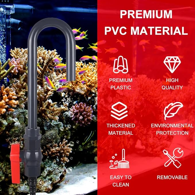 MiOYOOW Aquarium Water Changer, PVC Aquarium Water Filler Hanging Fish Tank Hook Filler with Flow Switch for 1/2“, 5/8”, 3/4” Hose