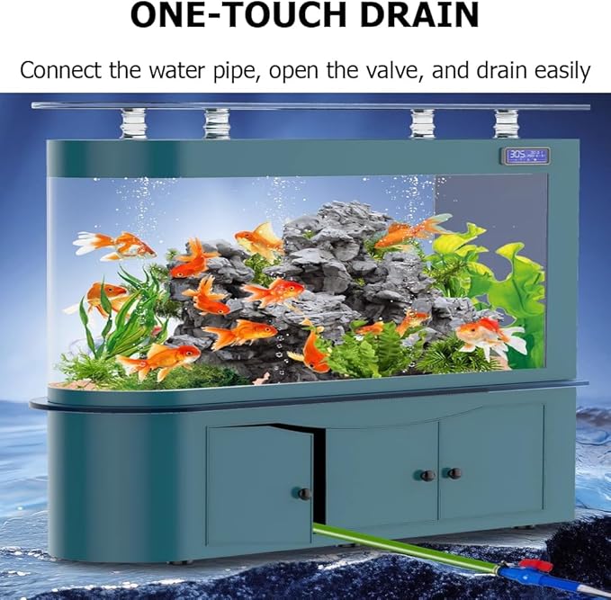 68 Gallon Aquarium Fish Tank,LCD Screen,Large Glass Fishbowl,Bottom Filtration,Heavy Duty Glass Aquarium Kit,Ultra-High-Definition Glass,Screen Display Fish Tan,C