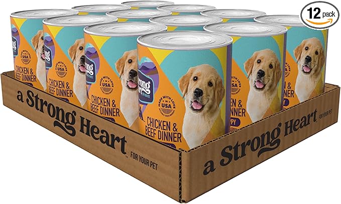 A Strong Heart Wet Dog Food, Puppy Chicken & Beef Dinner, Made with Real Chicken & Beef, Made in The USA, 13.2 oz Can (Pack of 12)