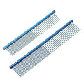 Dog Cat Comb, Pet Combs Stainless Steel Teeth with Rounded Ends for Knots Mats Loose Hair Removal, 6.5/7.5IN (Blue Plated, 2 Pack), Grooming Tool Intended for Long Curly Hair Pet