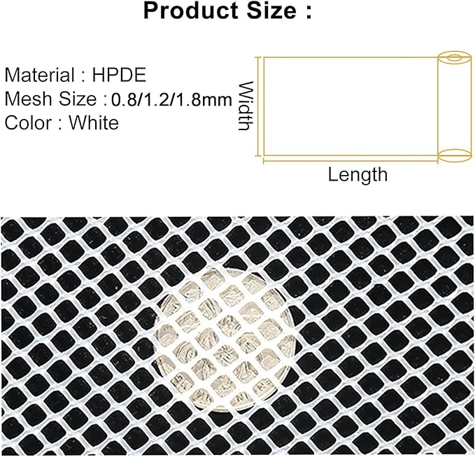 Cat Safety Net, Cat Balcony Nets, Pet Anti-fall Protection Netting Indoor Cat Window Guard, Polyethylene Plastic Fencing, Pet Safety Mesh Guard for Windows (Color : Mesh 1.2cm, Size : 0.5m x 4m)