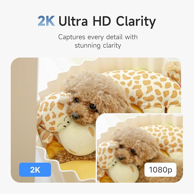 Noorio Two Way Video Calling Camera, 2K One Click Call Pet Camera Indoor with Phone App, 2.4G WiFi Only 360° PTZ Dog Cam with Speaker, CL200