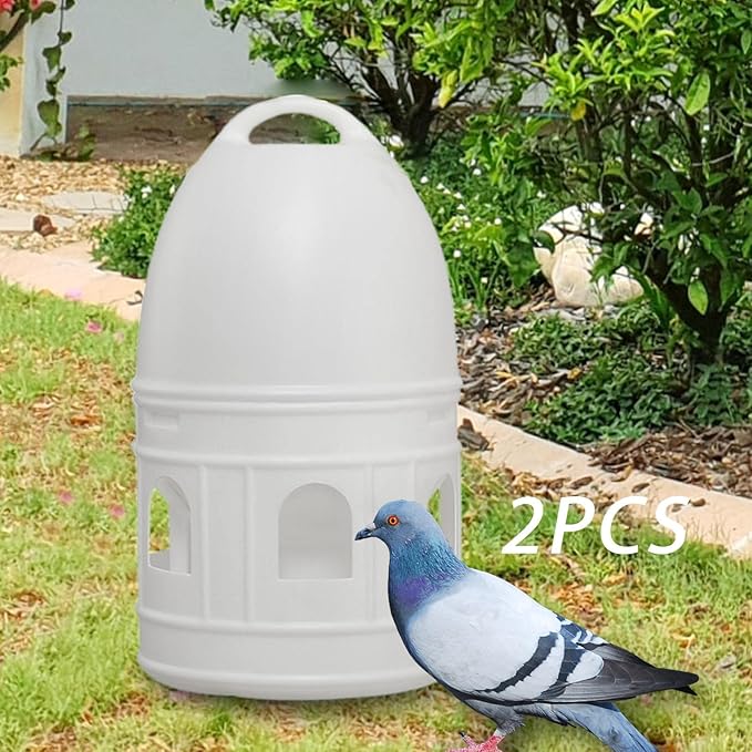 2X Pigeon Water Dispenser Automatic Feeder, 10L Water Pot Container, Large Capacity Waterer, Bird Feeding Drinker for Chicken Parrot Duck Parakeet