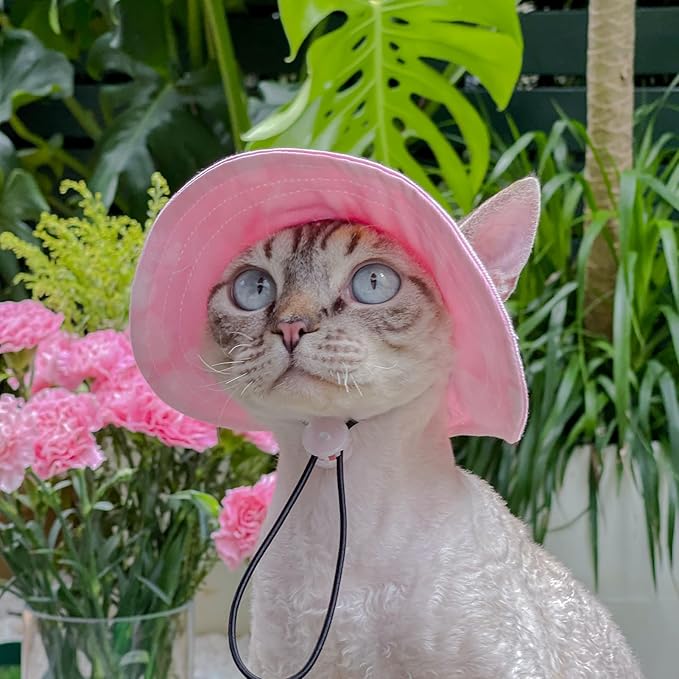 Pet hat with Ear Holes Sunscreen Baseball Cap Suitable for Small and Medium-Sized Dogs Outdoor Climbing hat in Summer Pet Products (Pink, Large)