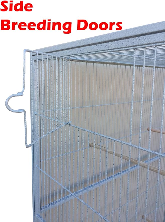 54" Extra Large Double Breeding Flight Bird Wrought Iron Double Parrot Bird Cage Slide Out Center Divider Side Nesting Doors Cockatiel Conure Removalbe Rolling Stand