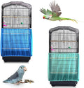 Daoeny 2Pcs Universal Bird Cage Cover, Adjustable Seed Feather Catcher, Soft Airy Nylon Mesh Parrot Net, Birdcage Cover Skirt Sheer Guard for Round Square Cages (Green+ Blue)