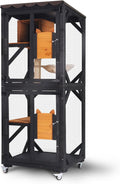 GUTINNEEN Catio Outdoor Cat Enclosure Mobile Cat House Indoor On Wheels with Scratch Post, Hammock, Resting Box, Platform, Tarp Roof 62.8", Black