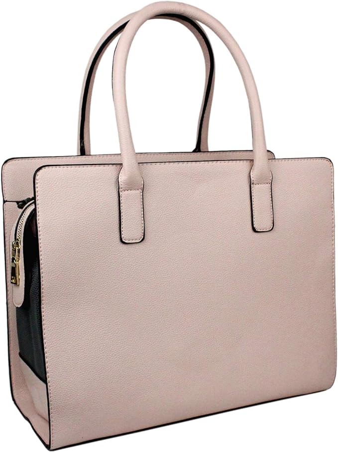Parisian Pet Dog Purse – Beige Breathable Pets Purse - Fashion Pet Carrier Purse - Faux Leather Purse for Dog Carrying Small and Medium Dogs - Dog Purse Carrier - Adorable Puppy Carrier Handbag