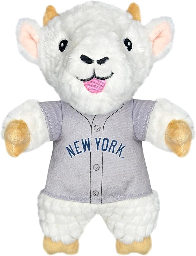 MLBPA Aaron Judge Goat Plush Toy for Dogs and Cats with Squeaker, Wearing a Team Player Jersey! MLB New York Yankees Fun & Sporty Goat Shaped Dog Chew Toy, Interactive Pet Toy