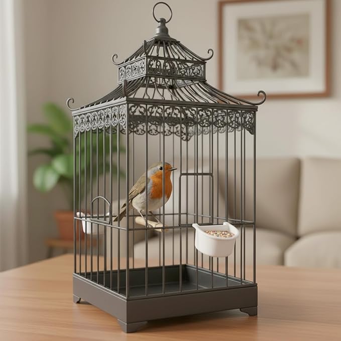 6 Pcs Bird Feeder for Cage Plastic Bird Food Feeder Hanging Feeding Drinking Bowl Seed Container White Food Dishes Bowl for Small Birds Parakeet