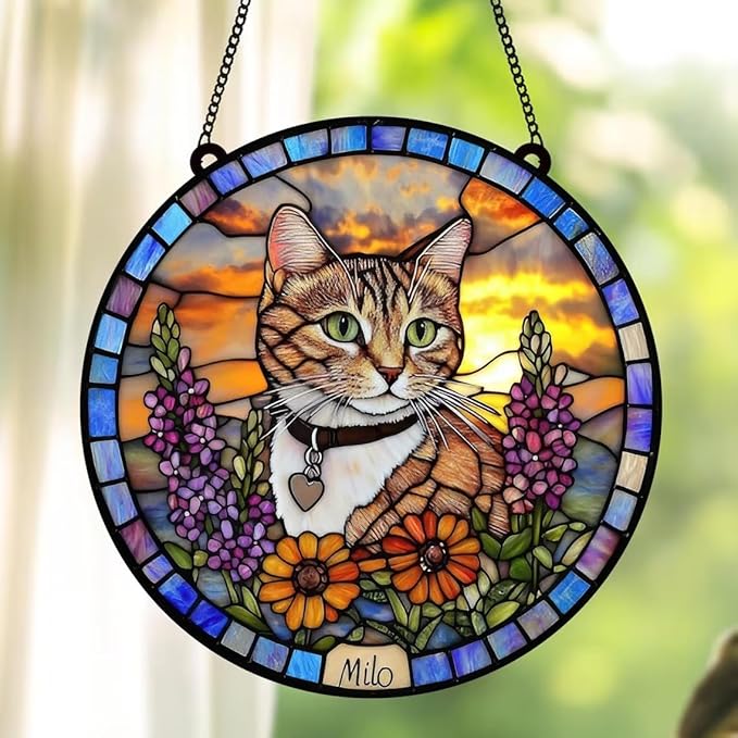 Custom Dog Portrait Stained Glass Catcher, Pet Memorial Stained Glass Photo Catcher, Staineds Glass Dog Memorial, Loss of Dogs Sympathy Gift Personalized, Pet Loss Gifts /11