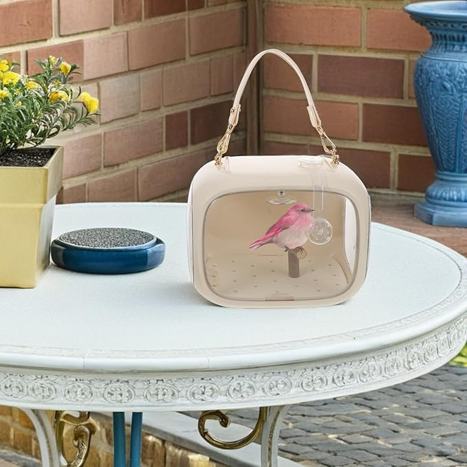 GALPADA Portable Bird Carrier Cage with Adjustable Strap and Stand Perch Breathable Ventilated Parrot Travel Cage for Cockatiels and Small Birds for Outdoor Transport and Picnics