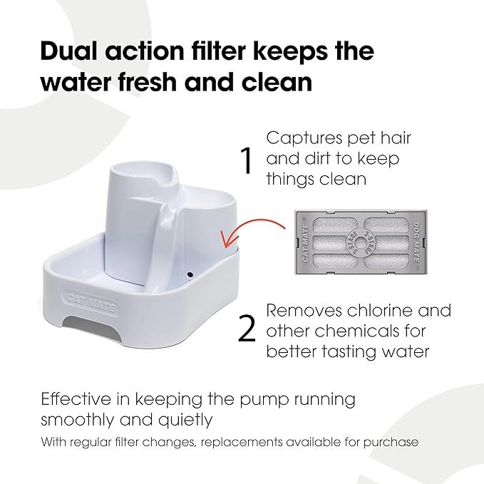 Cat Mate Multi-Level Pet Water Fountain (335) - BPA and BHT Free 3-Stage Filter, for Cats & Small Dogs, Quiet and Hygienic Drinking Fountain, 70 fl. Oz Capacity