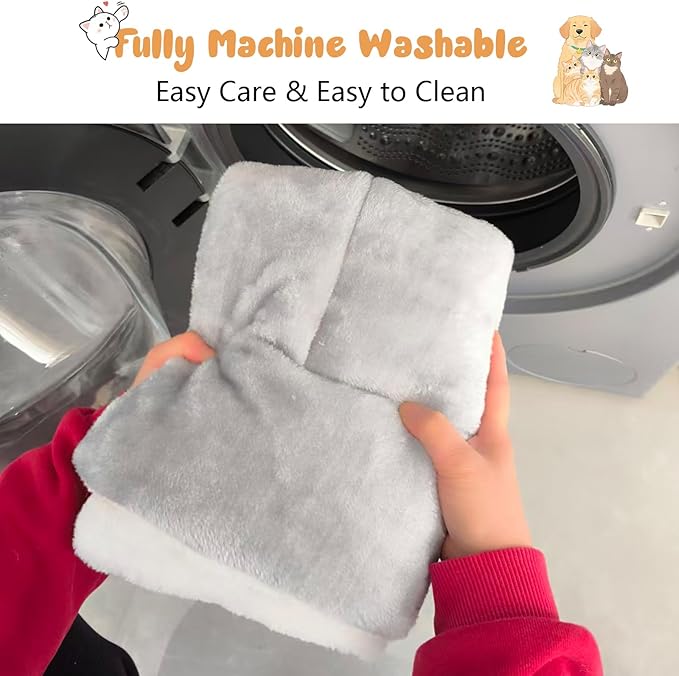 2 Pack Large Cat Bed Mat - 18"x24"(45x60cm) Extra Thick 5cm Soft Self Warming Pet Pad, Reversible Washable Cat Sleeping Mat for Indoor Outdoor Cats Kittens Small Dogs, Thermal Pet Bed Cushion Grey