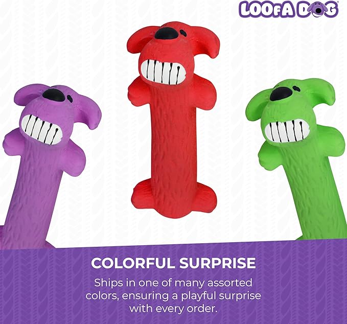 Multipet Original Loofa Latex Dog Toy - Squeaky Toy for All Dogs - Easy-to-Clean Squeaky Toys - Latex Dog Toys for Playing (1 Count, 6”, Random Color Surprise)
