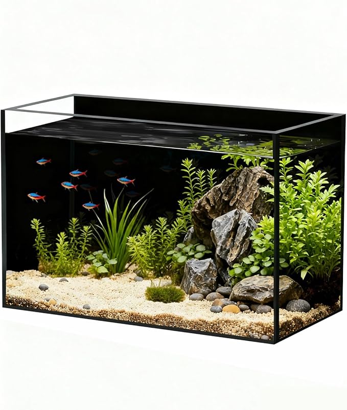 5 Gallon Fish Tank 4.8 Gallon, Small Aquarium Fish Bowl Ultra Clear Rimless Design for Betta Goldfish Snails Shrimp Aquatic Planting