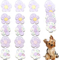 20 Pcs Handmade Cute Puppy Hair Bows, Flower Bowknot with Rubber Bands for Small Dog Hair Ties Accessories Sweet Purple