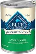 Blue Buffalo Homestyle Recipe Adult Wet Dog Food, Made with Natural Ingredients, Lamb Dinner with Garden Vegetables, 12.5-oz Can (Pack of 12)