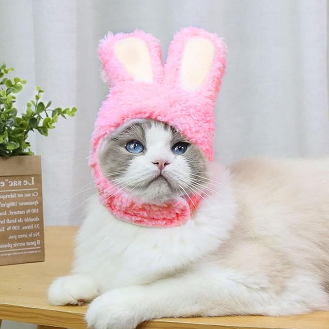 Cat Bunny Rabbit Ears Hat Costumes, Rabbit Ears for Dogs Party Costume Easter, Pet Accessory Cute Headwear, Easter Pet Costume for Cats Small Dogs Puppy (Pink)