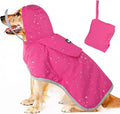 Lukovee Dog Raincoat, Adjustable Dog Rain Jacket with Clear Hooded Double Layer for Large Medium Small Dogs Puppies, Waterproof Rain Coat Poncho with Reflective Storage Pocket & Rim (Fuchsia,XXXL)