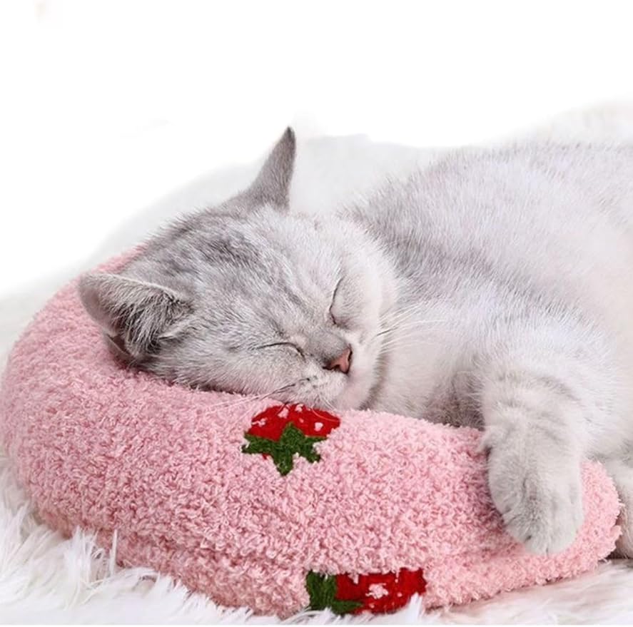 Pillow for Cat, Small Moon Pillow for Kitty, Ultra Soft Cat Pillow Sleeping Improve, 10x6x2 Inch, Machine Washable, Quick-Drying, for Cats & Small Dogs (Pink)