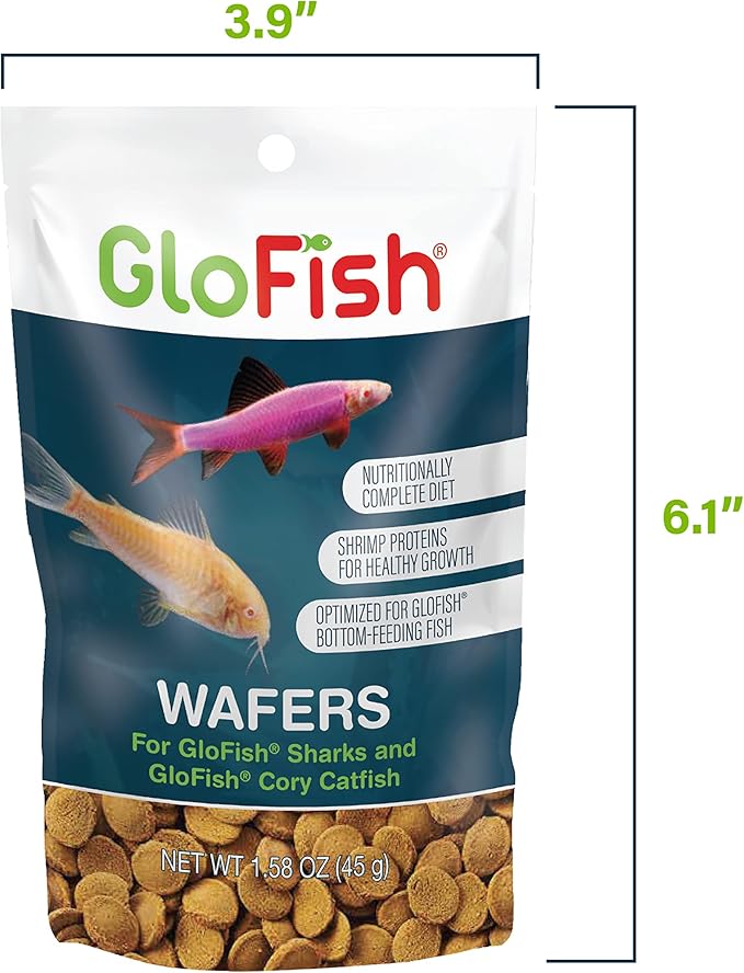 Tetra GloFish Wafers for Sharks and Cory Catfish, 1.58 Oz., Bottom-Feeding Fish Food