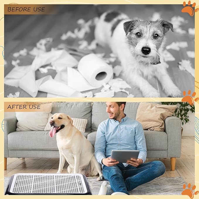 Mifoci Dog Pee Pad Holder Potty Tray Portable Dog Litter Box Toilet Training for Indoor Outdoor Small Medium Large Pet Puppy(2 Pcs)
