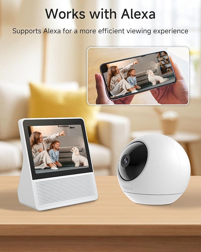 Noorio 4K Security Indoor Camera, 5GHz WiFi Security Camera, Pet/Dog/Baby Camera with Phone app, 360 Pan-Tilt, Night Vision, Human/Pet Auto Tracking, Works with Homekit, T120