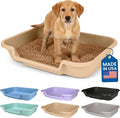 Dog Litter Box, Beach Sand Color, Large Size, Durable & Pet Safe Puppy Litter Box, Indoor Open Top Entry Dog Litter Pan, Comfortable for Dogs, Great for Dogs up to 20 lbs