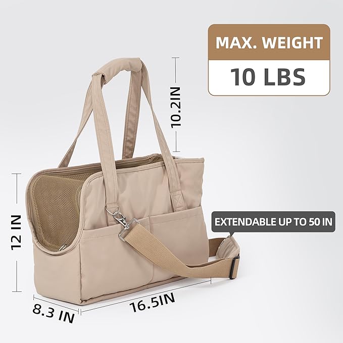 Pet Dog Casual Crossbody Bag, Hands-Free One Shoulder Soft Edged Pet Bag, Fully Open Sunroof Cover with Mesh Window and Large Front Pocket, Pet Carrier Purse for Small Dog Cat（Can Hold 10 Pounds）