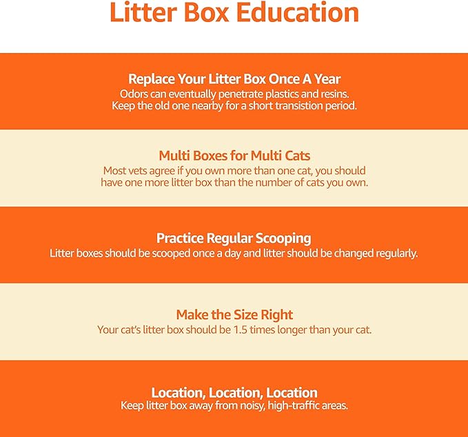 Amazon Basics No-Mess Hooded Enclosed Cat Litter Box with Odor Control and Swinging Door, Large, 24" x 18" x 17", Multicolor