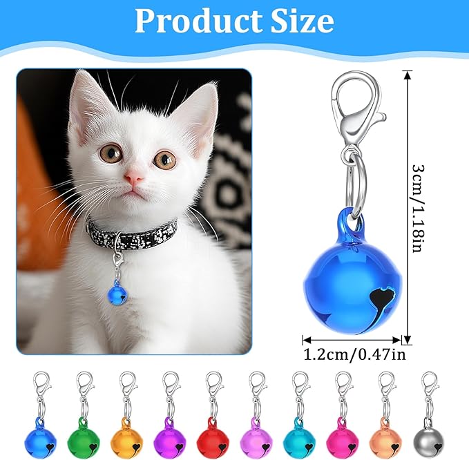10Pcs Bell for Dog Cat Collar Dog Cat Bell for Collar with Loud Crisp Sound Dogs Collars Charm Small Pet Collars Bells Pet Bells Gifts for Christmas Decoration(Colourful)