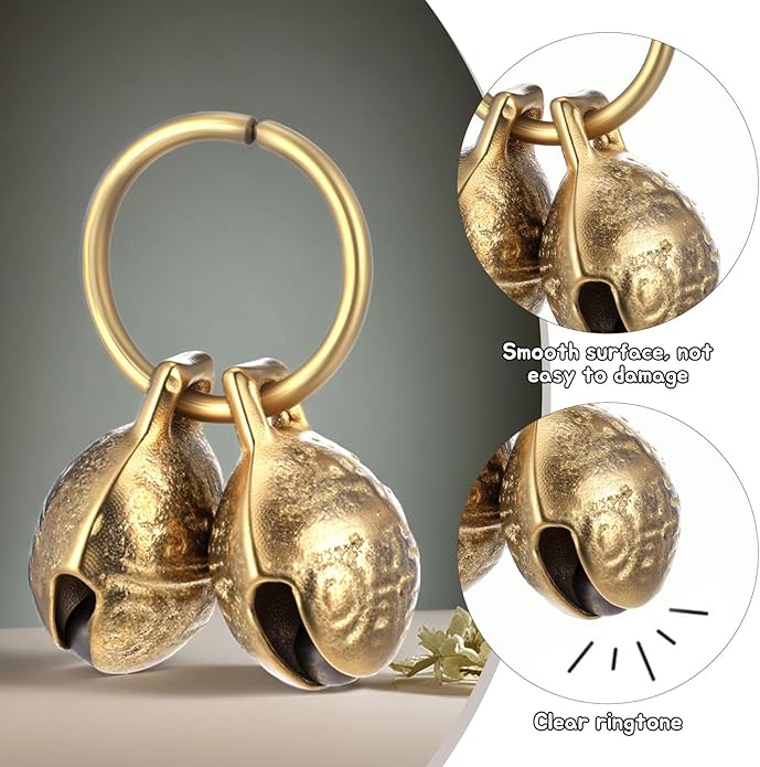 2 Pcs Bell for Cat Collar Copper Bells for Collar Pet Tracking Vintage Anti-Theft Bell Durable Brass Collars Charms for ID Pendant Tag Pet Supplies Christmas Gifts