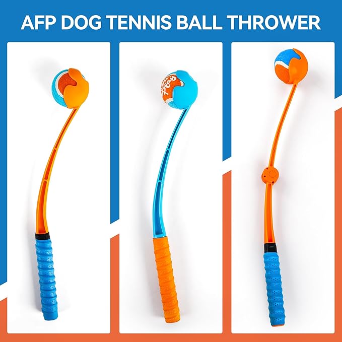 ALL FOR PAWS 19.3“ Dog Ball Launcher, Balls Thrower with Ergonomic Handle, Dog Fetch Toy with Medium Ball(2.5"), for Dogs 20-60 Pounds