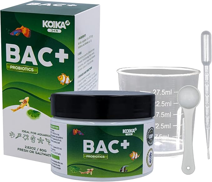 KOIKA BAC+ Aquarium Probiotics Powder, Improves Water Conditions for Fish and Shrimp, Supports Clean Water and Tank Balance, for Aquatic Use Only (BAC+(Powder), 2.82 oz)