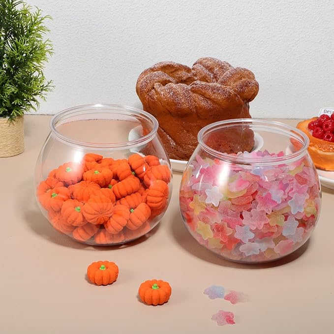 2pcs Clear Plastic Fish Bowl Tanks Round Fish Tanks for Goldfish Decorative Vases for Centerpieces Compact Desktop Aquarium for Hydroponics and Floral Arrangements