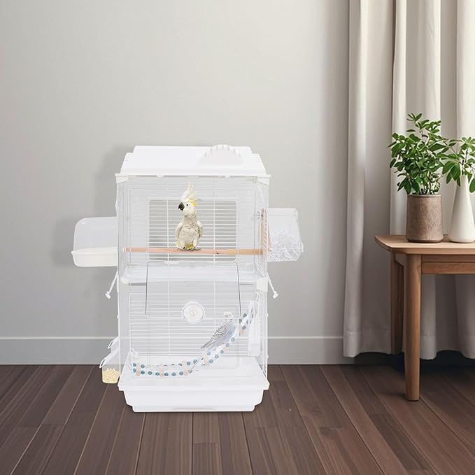 27.95 inch Flight Bird Cage Portable Bird Carrier Travel Bird Cage for Conure Sun Parakeet Green Cheek Conure Lovebird Budgie Finch Canary Travel Birdcage with Handle and Perches