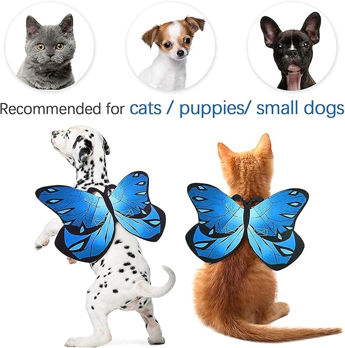 Cat Dog Butterfly Costume Wings for Halloween Party Decoration, Halloween Dog Costume, Puppy Cat Dress Up Accessories