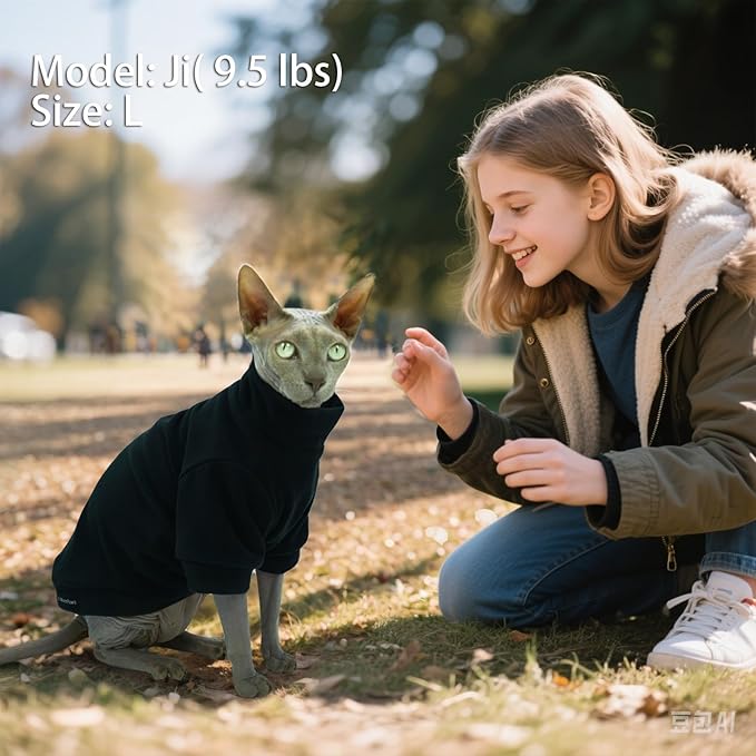 Sphynx Cat Clothes Hairless Cat Sweater Shirt Soft Warm Long Sleeves Pullover Pet Clothes Pajamas Dog Cloth for Small Dogs Kitten Clothes Pet Sweaters (Black, XL)
