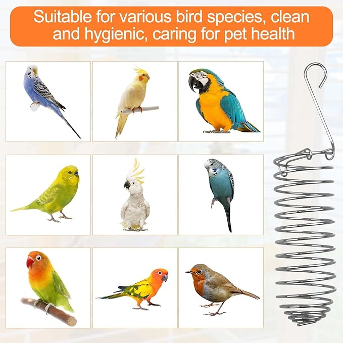 2 Pack Millet Spray Holder for Parrots, Parakeet Treat Sticks Feeder, Natural Millet Treats and Crunch Bars for Birds, Includes Cuttlebone and Calcium Block for Active Beak Chewing and Play