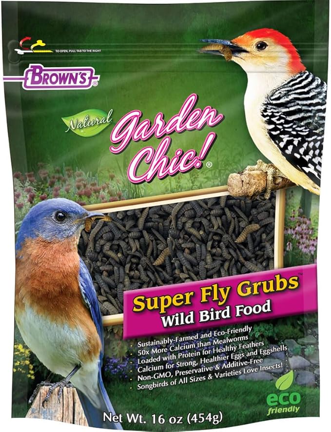 Browns 44829 16 oz Garden Chic Super Fly Grubs Bird Food - Case of 6