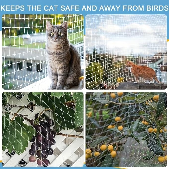 Cat Escape Proof Net - Heavy Duty Polyethylene Wire Mesh for Windows, Balcony & Outdoor Enclosures(6 * 3m)