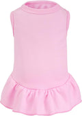 Dog Dresses Cat Skirt Solid Color Dog Clothes Summer Sleeveless Puppy Girl Clothes for Small Pet Dogs Cats (Pink, Large)